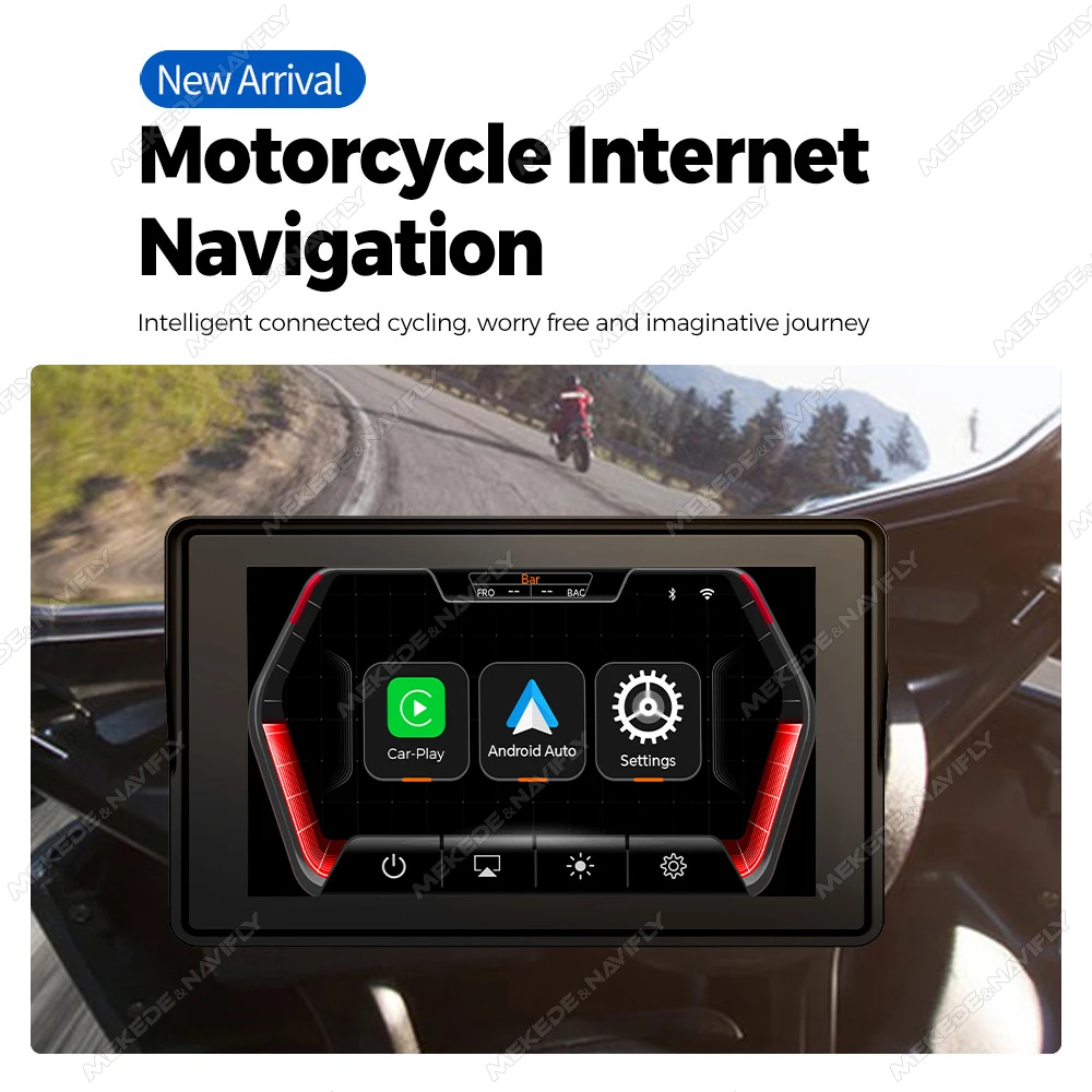 

5-дюймовый 800*480 портативный мотоциклетный видеорегистратор Carplay с GPS-навигацией IPX7 водонепроницаемый ЖК-дисплей для беспроводного CarPlay Android Auto TPMS