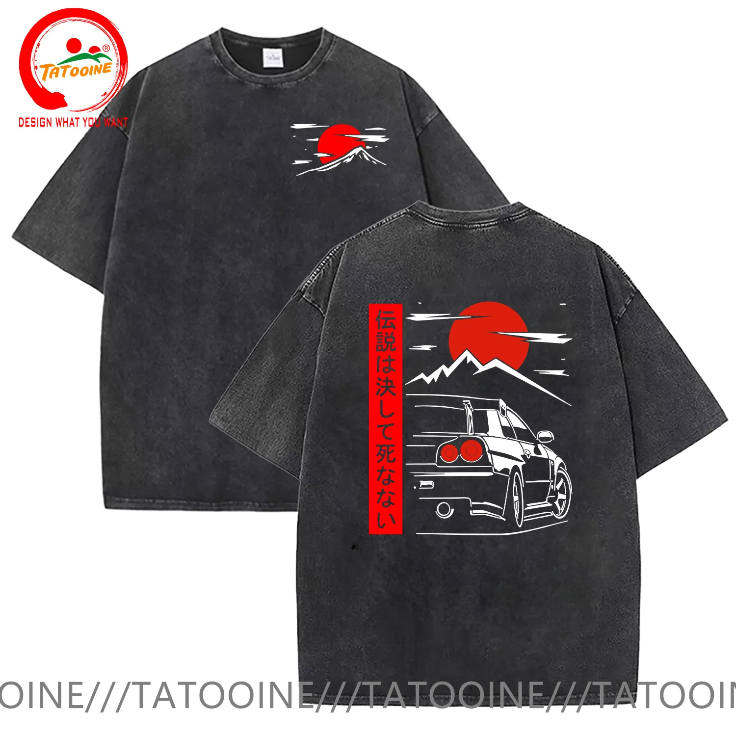 

Japanese Style Car JDM Culture GTR Racing T Shirts Men Women Streetwear Original Design Oversized Vintage Washed Cotton Tops Tee