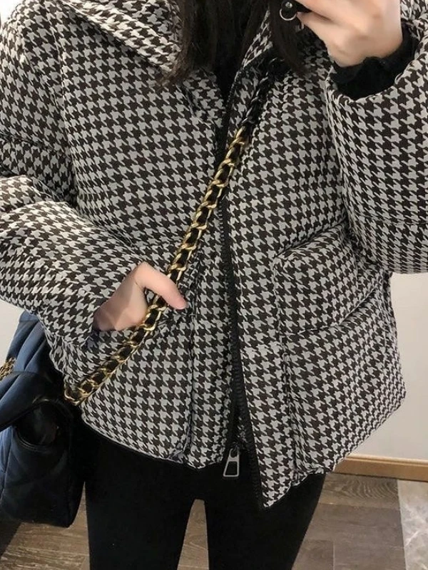 

plus Size 300 Pounds Dongda Gate Plaid Cotton Jacket Men's Women's Winter Thick Warm Stand Collar Outerwear Fashionable Urban...