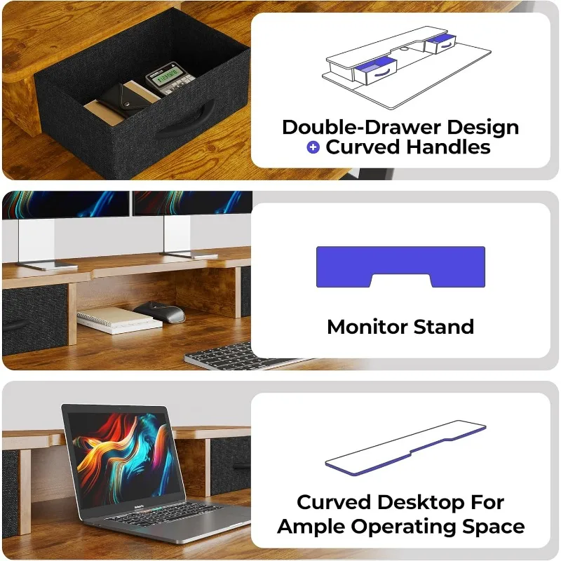 55 Inch Electric Standing Adjustable Height Desk with USB & Type-C Outlet, Home Office Computer Gaming Desk with Display Riser