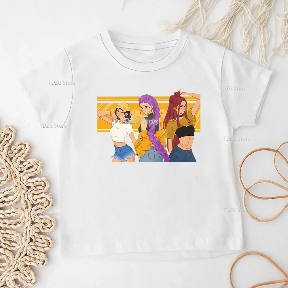 حار فيلم KPop شيطان الصيادين لينة القطن طفل الفتيات ملابس الأطفال تي شيرت المشجعين هدايا الاطفال الملابس موضة عادية المحملة القمم