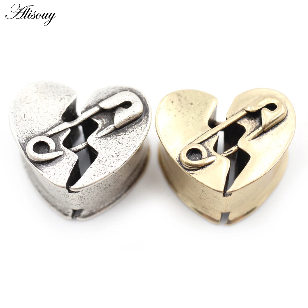 Alisouy 1PC 8-25mm Copper Paper Clip Cracked Heart Love Ear Tunnel Plugs Expander Stretcher Gauges Earring Piercing Body Jewelry