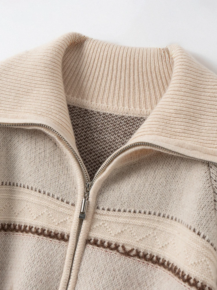 ADDONEE Designer Brand Women Sweater Autumn Winter Knit Coat 100% Cashmere Sweater Cardigan Color Blocked Diamond Shape Clothes