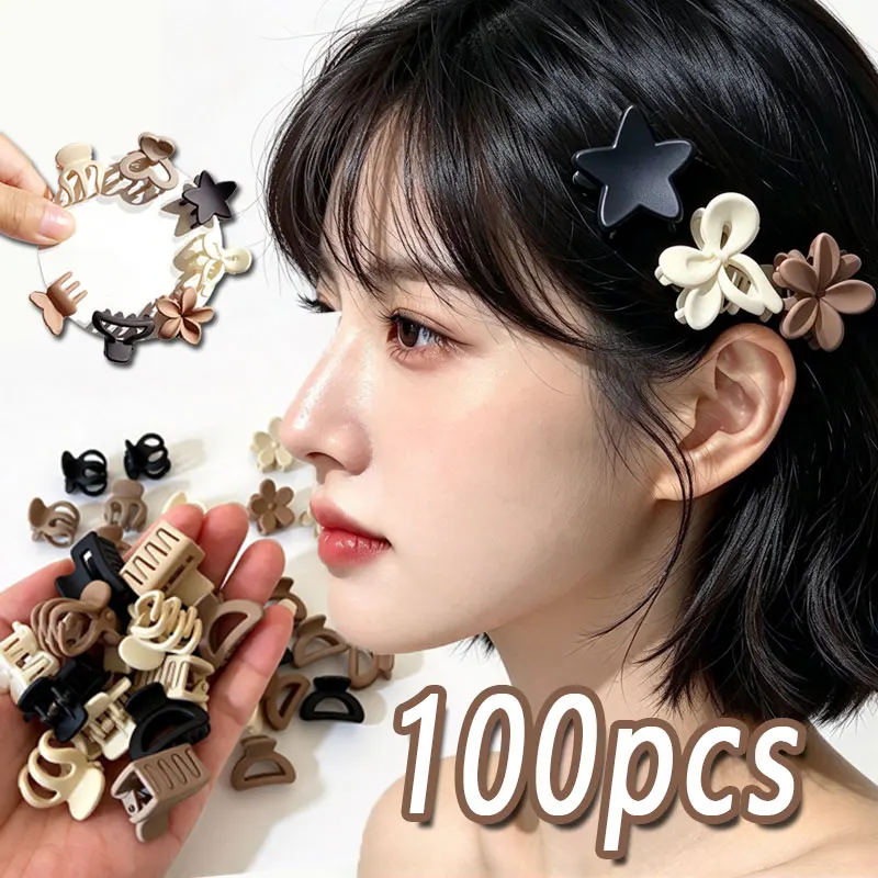 10-100Pcs/set Small Flower Hair Claw Clips for Women Girls Matte Rectange Jaw Clips Semicircle Barrettes for Thin Hair