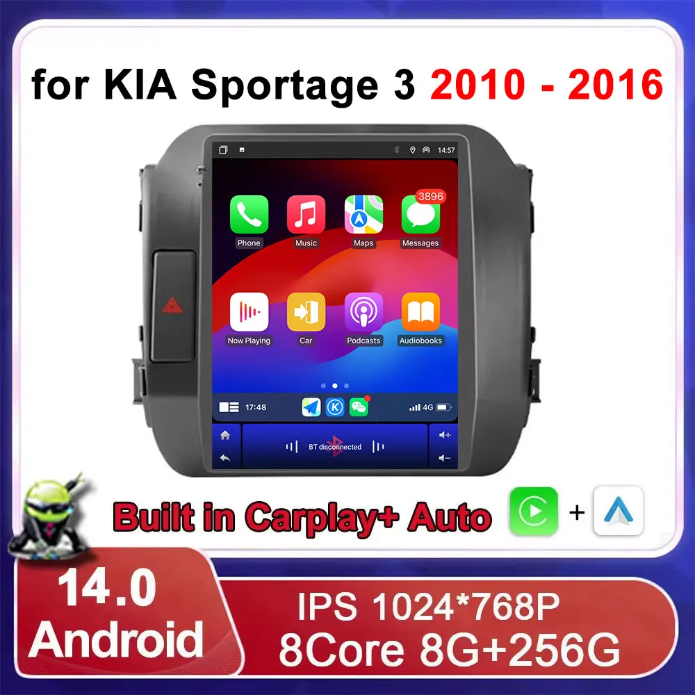 

Автомобильный радиоприемник Android 14, мультимедийный плеер для KIA Sportage 3 SL 2010 2011-2016, беспроводной Carplay, авто GPS, стерео 4G + WIFI NO 2 din
