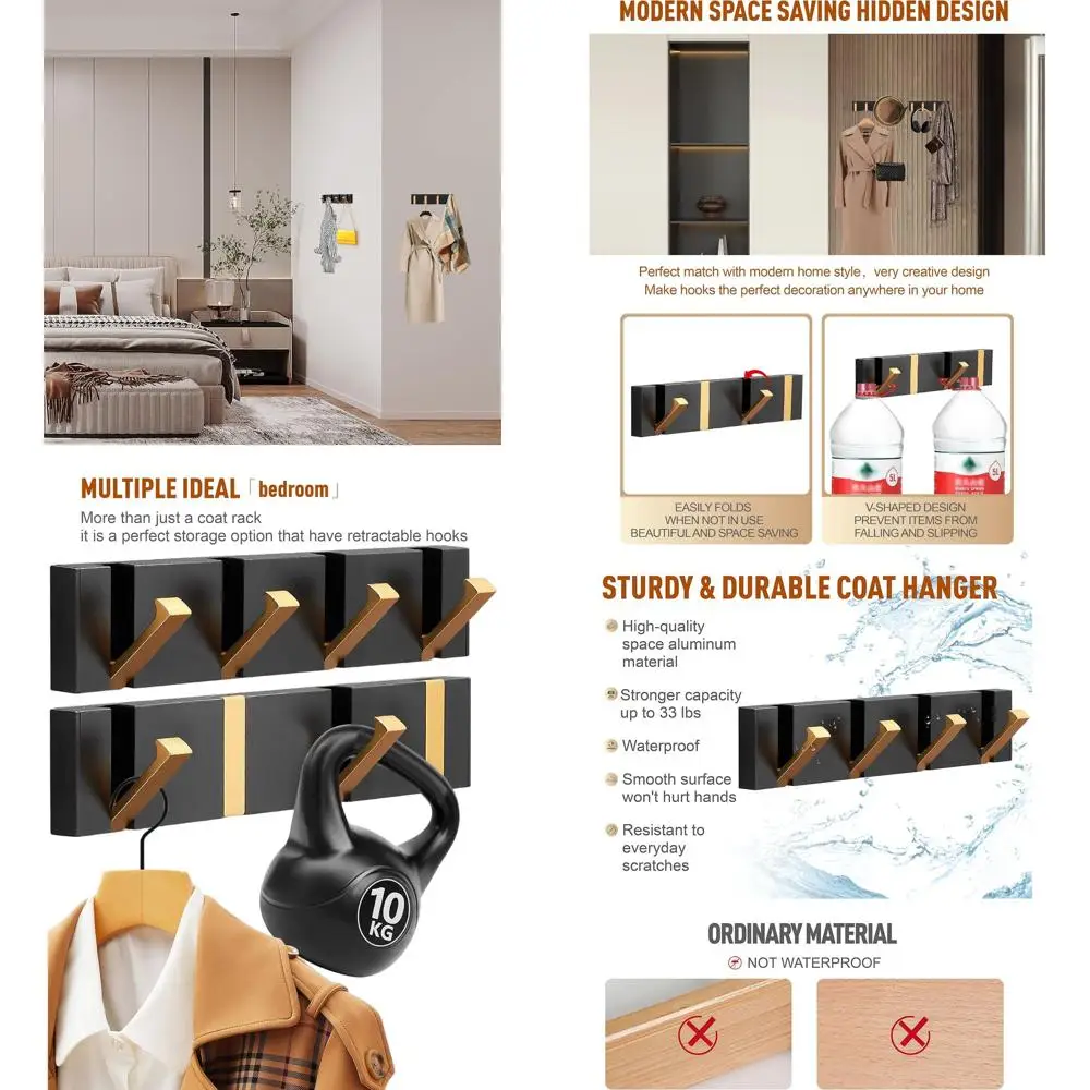 

Компактные алюминиевые складные крючки для одежды - настенные, усиленные, для шляп, полотенец, сумок, ключей