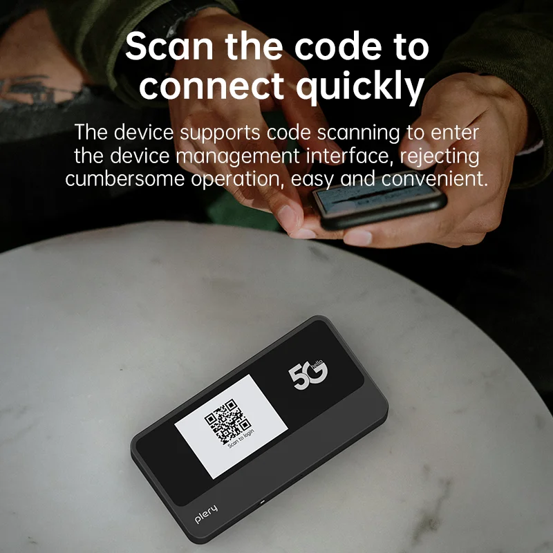 Plery 5G LTE Mobile WiFi6 1200Mbps راوتر لاسلكي 4400mAh مودم محمول موبايل واي فاي نقطة اتصال مع فتحة للبطاقات SIM للسفر المنزلي