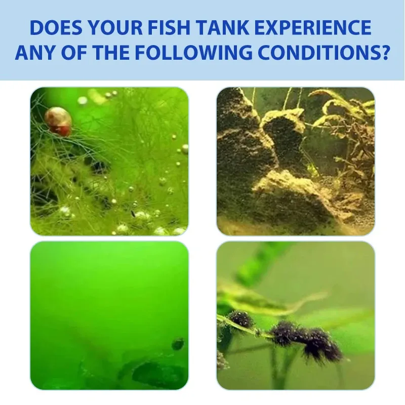 Fish Tank Water Purifier Algae Remover Powder Aquarium Cleaning Moss Remover Water Cleaner for Clear Water Instant Dissolving