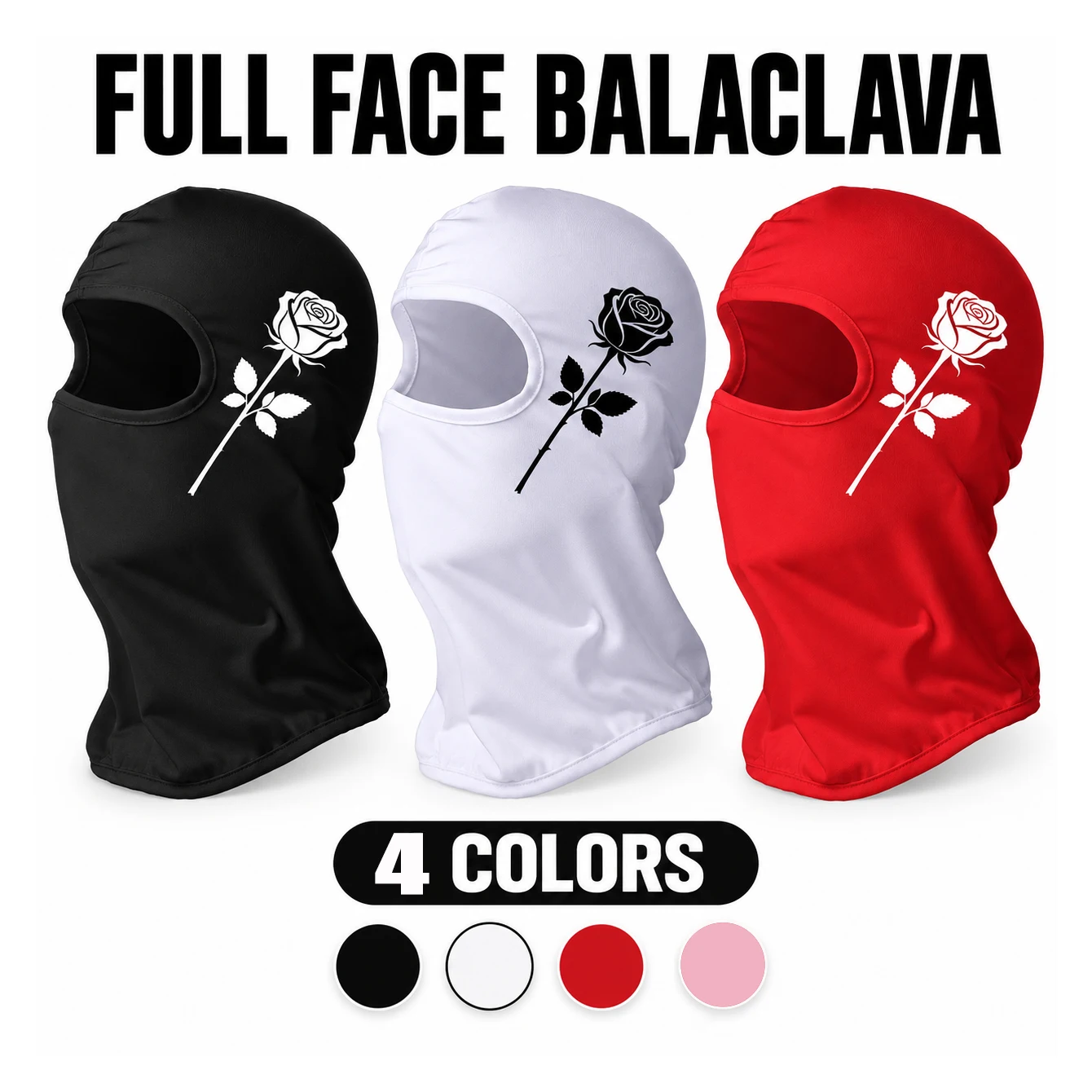 Balaclava Face Mask for Men & Women, Rose Print Design,Windproof Full Face Ski Mask,Made from Breathable Material Hood, Outdoor