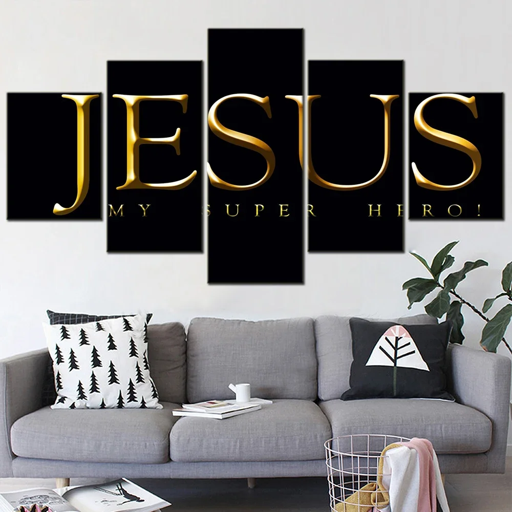 No Frame Canvas 5Pieces The Letter Of Juses Wall Art Poster Pictures Paintings Home Decorations Room Decor
