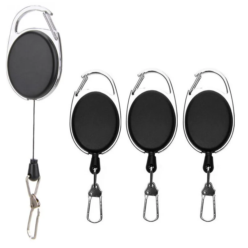 Einziehbarer Schlüsselanhänger Ausweishalter ID-Karabiner Ausweishalter mit Rollmechanismus Einziehbare Schlüsselhalter Schlüsselanhänger 2-4 Stück