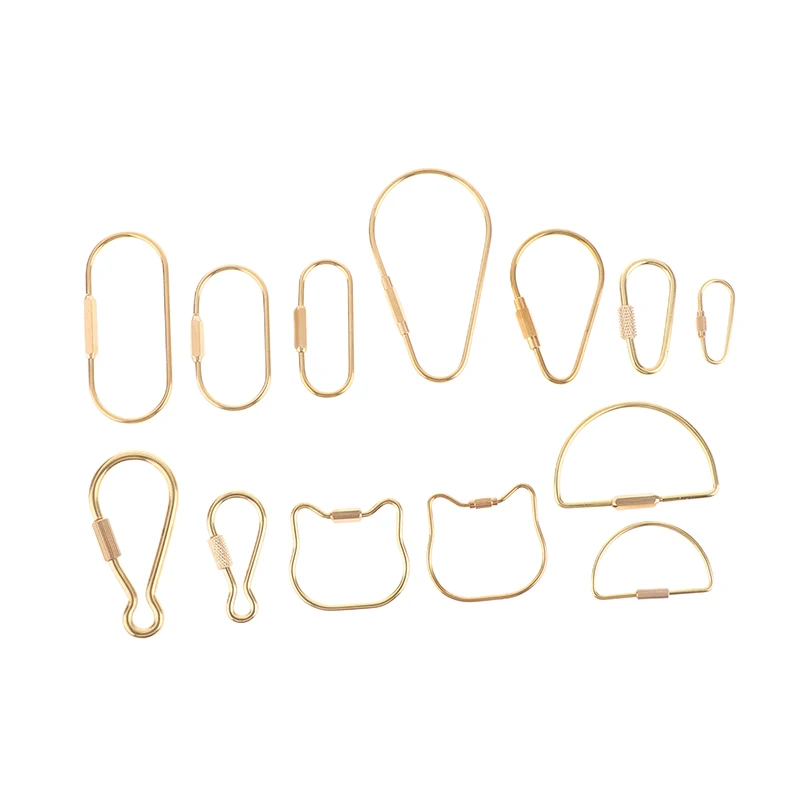 13 Styles To Choose Brass Keychain Screw Lock Camping Survival Carabiner Buckles Hooks Men Women Simple Key Ring Keychain