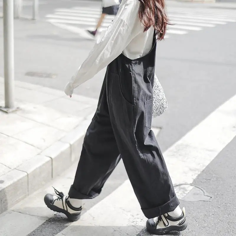 Jumpsuits Dames Mooi Vrije tijd Chic Retro Japanse stijl Wijde pijpen Los Combinaison Femme Streetwear Studenten Trendy Ins Zacht