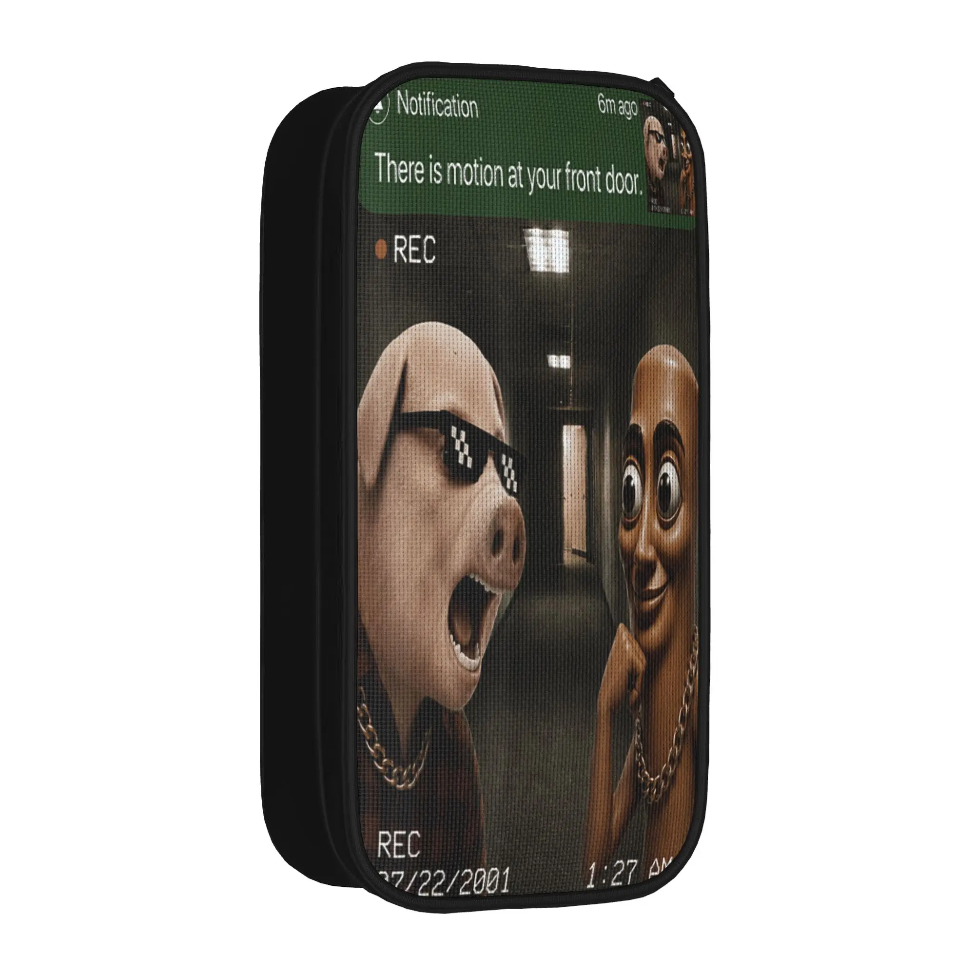 Tung Tung Sahur John Pork Motion at Your Front Door Meme Pencil Case  School Pencil Cases Canvas Boy Girl Cool Large Pencil Bag