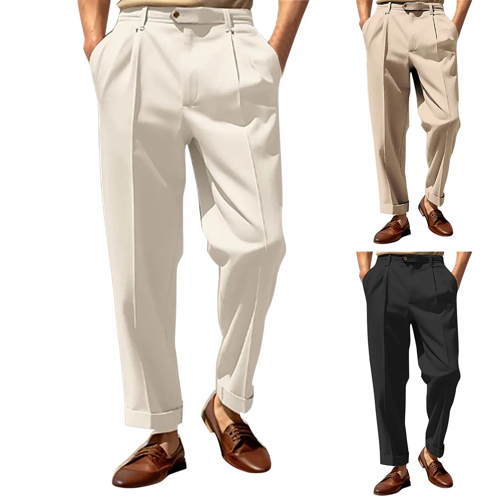 2024 Brand Mens Business Casual Draped High-waist Trousers Men Solid Color Formal Pants Male Formal Office Social Suit Pants