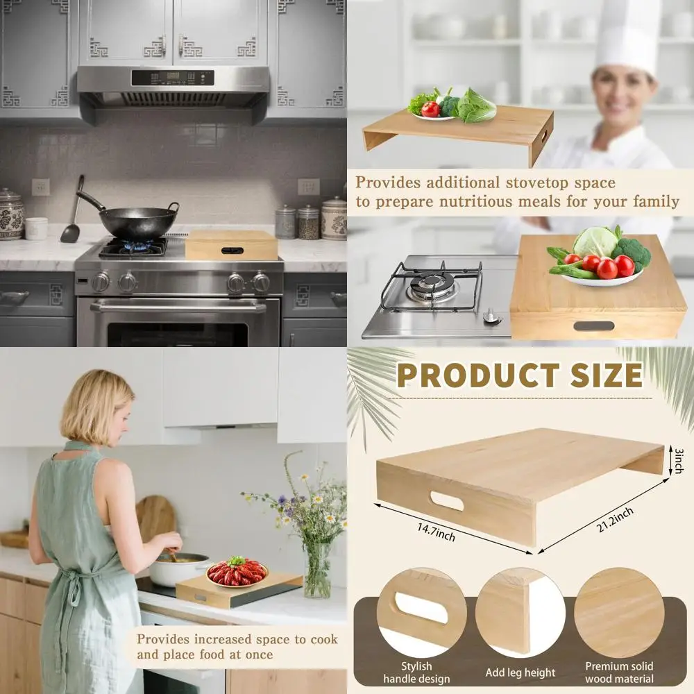 

Wooden Noodle Cutting Board, 21.2 x 14.7 Stove Top Cover for RV, Farmhouse, Electric & Gas Stoves