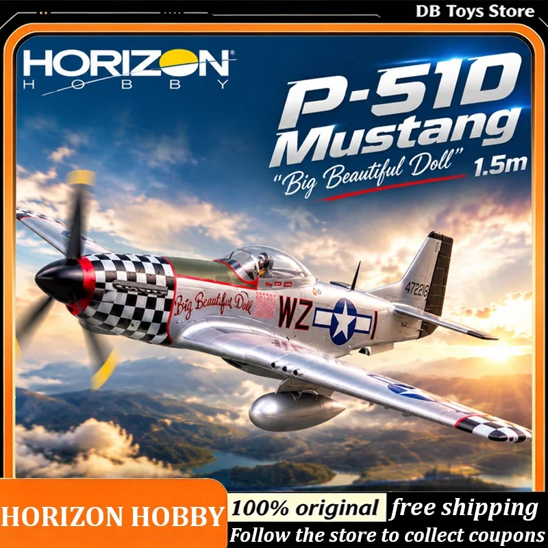 Horizon Hobby P-51D Mustang 1.5m BNF Basic Fixed Wing RC Airplane Big Beautiful Doll Warbird Hobby Model ChristmasHallowee Gifts