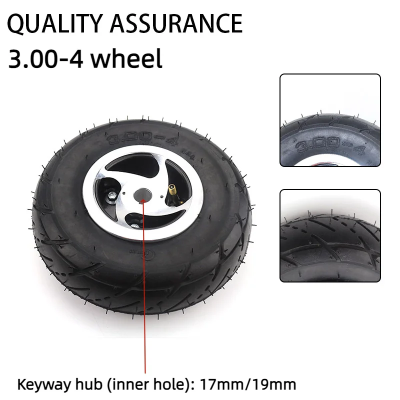 

Inflatable Tire 3.00-4 Electric Scooter Tyre Inner Tube with Rim Keyway Alloy Wheels Hub for Gas Scooter Bike Motorcycle Parts