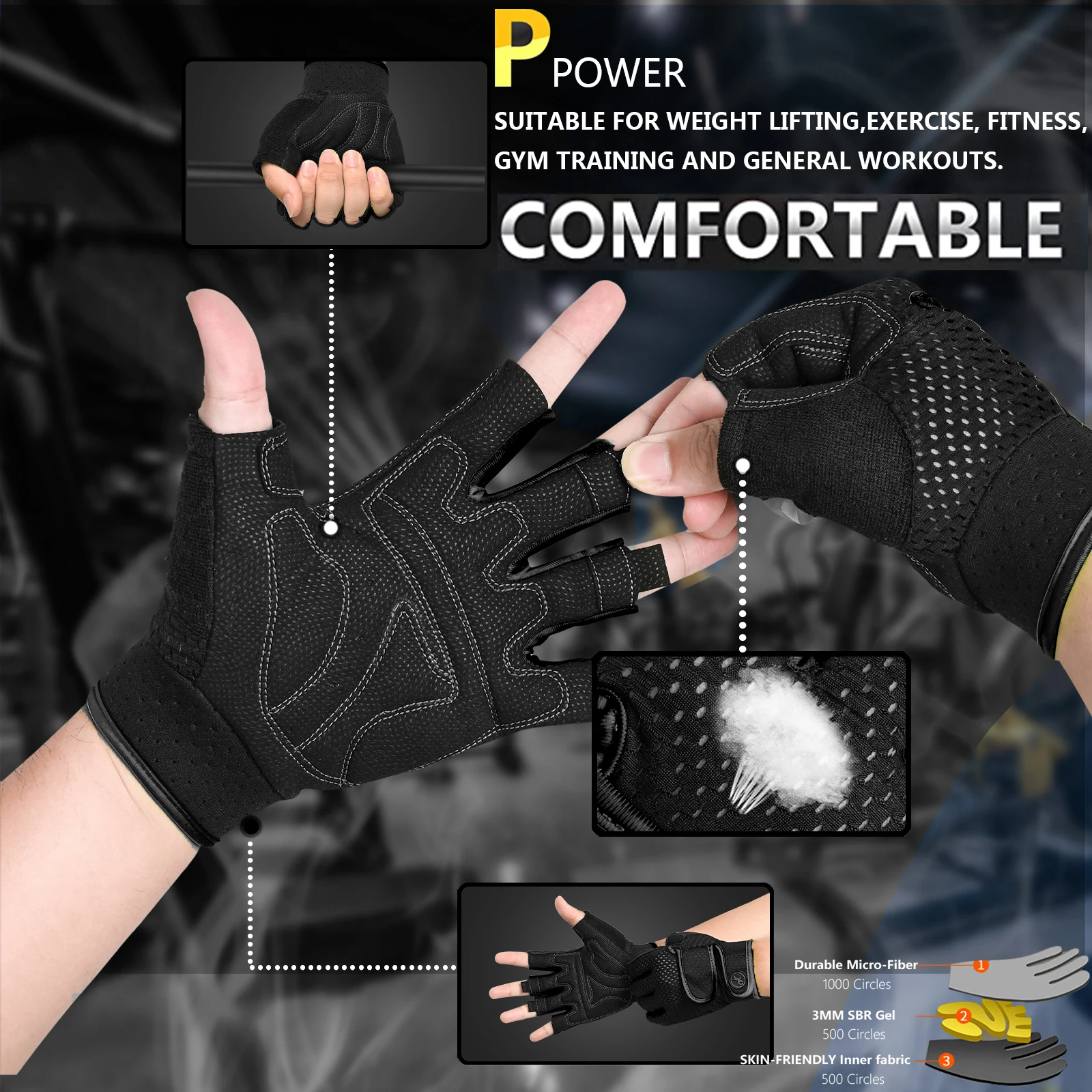 MOREOK Workout Gym Fitness Gloves Men Women,3MM Gel Pad Weight Lifting Gloves for Powerlifting,Exercise,Training,Pull Ups,Rowing