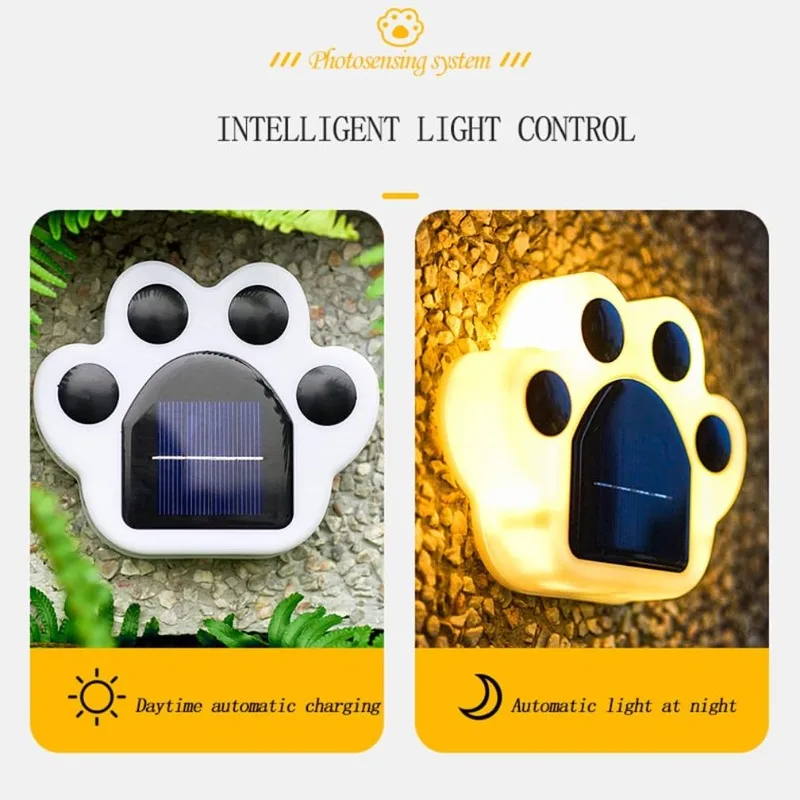 LED solar light panda cat paw print light step step lamp stairs courtyard garden decoration outdoor waterproof