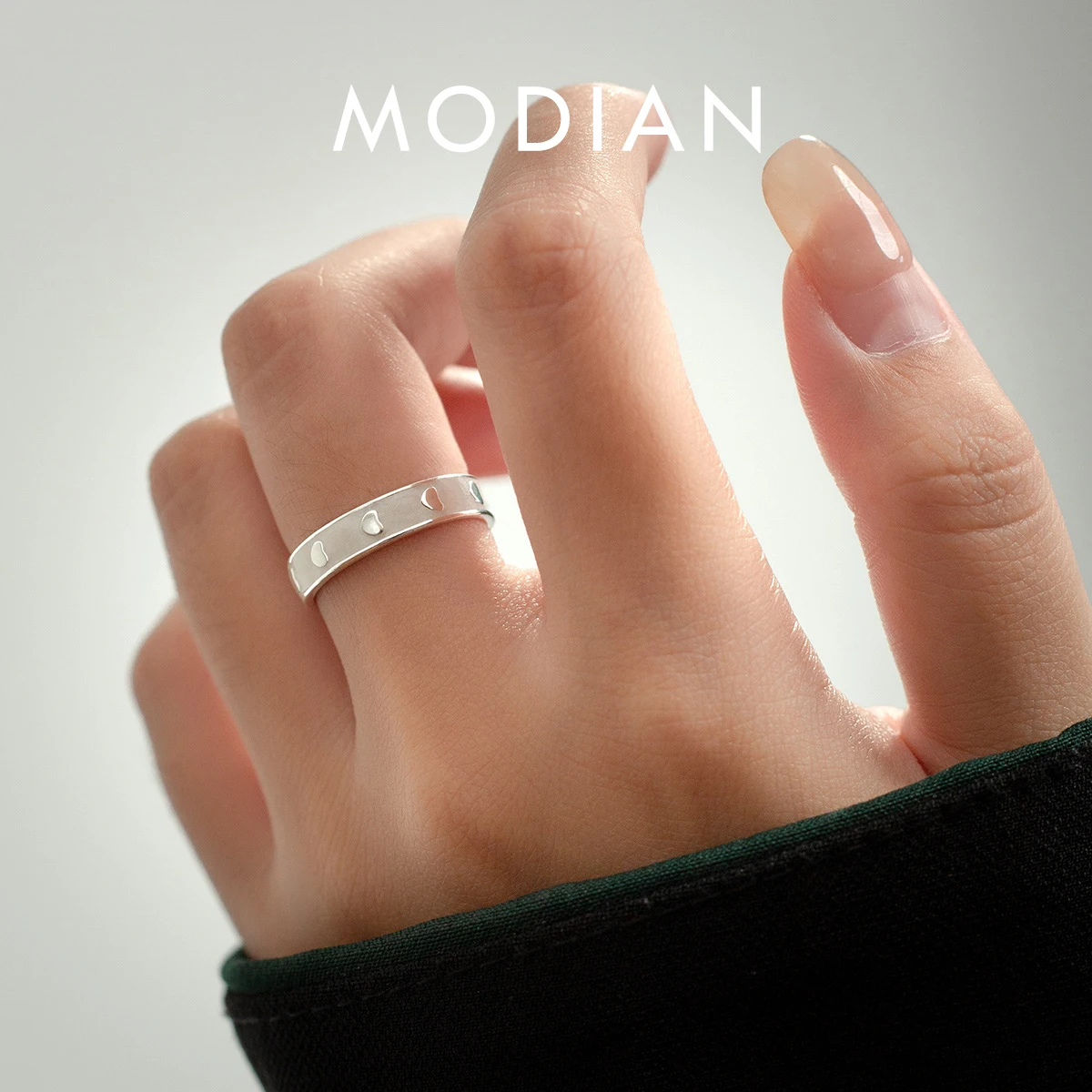 

MODIAN 925 Sterling Silver White Enamel Hearts Open Size 6-9 Ring For Women 3 Colors Simple Ring Fine Jewelry Wedding Gift