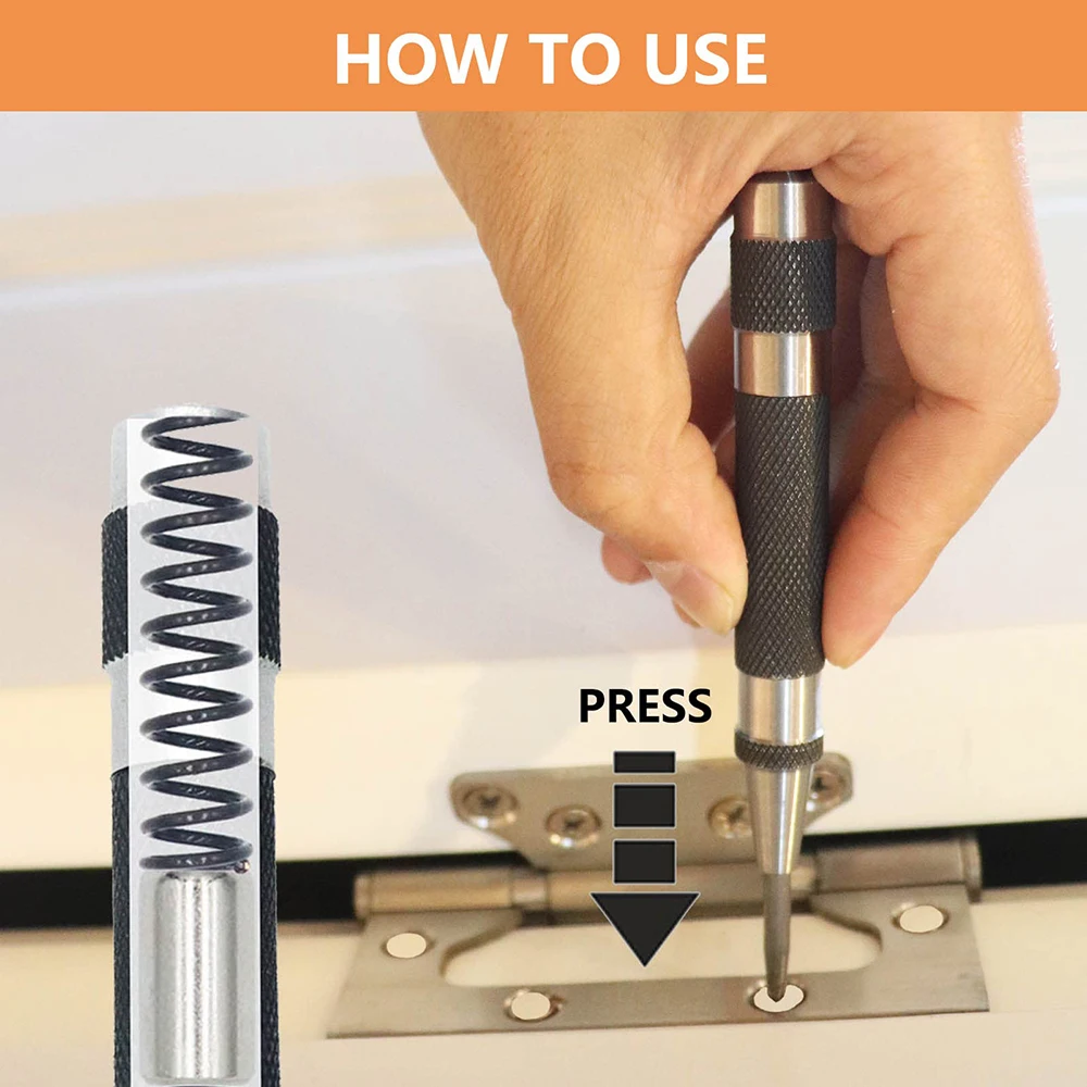 Perceuse à métaux réglable à ressort, poinçon central automatique, travail de calcul, outils à main de poinçon automatique, outil de poinçonnage en métal pour le travail de calcul