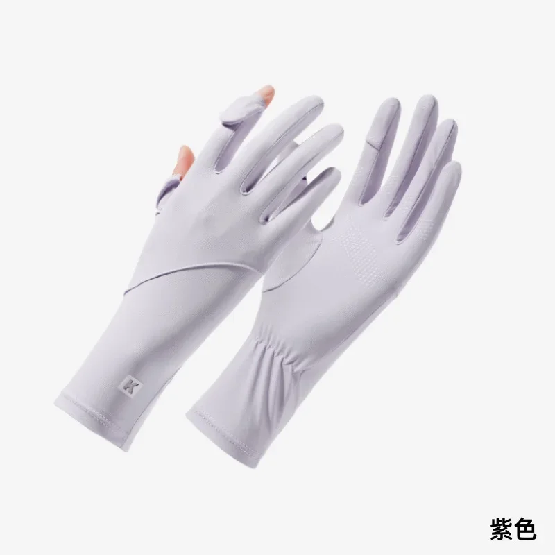 Перчатки из ледяного шелка с сенсорным экраном, высокоэластичные солнцезащитные перчатки с откидным пальцем, удлиненные анти-УФ-варежки для вождения, спорт на открытом воздухе