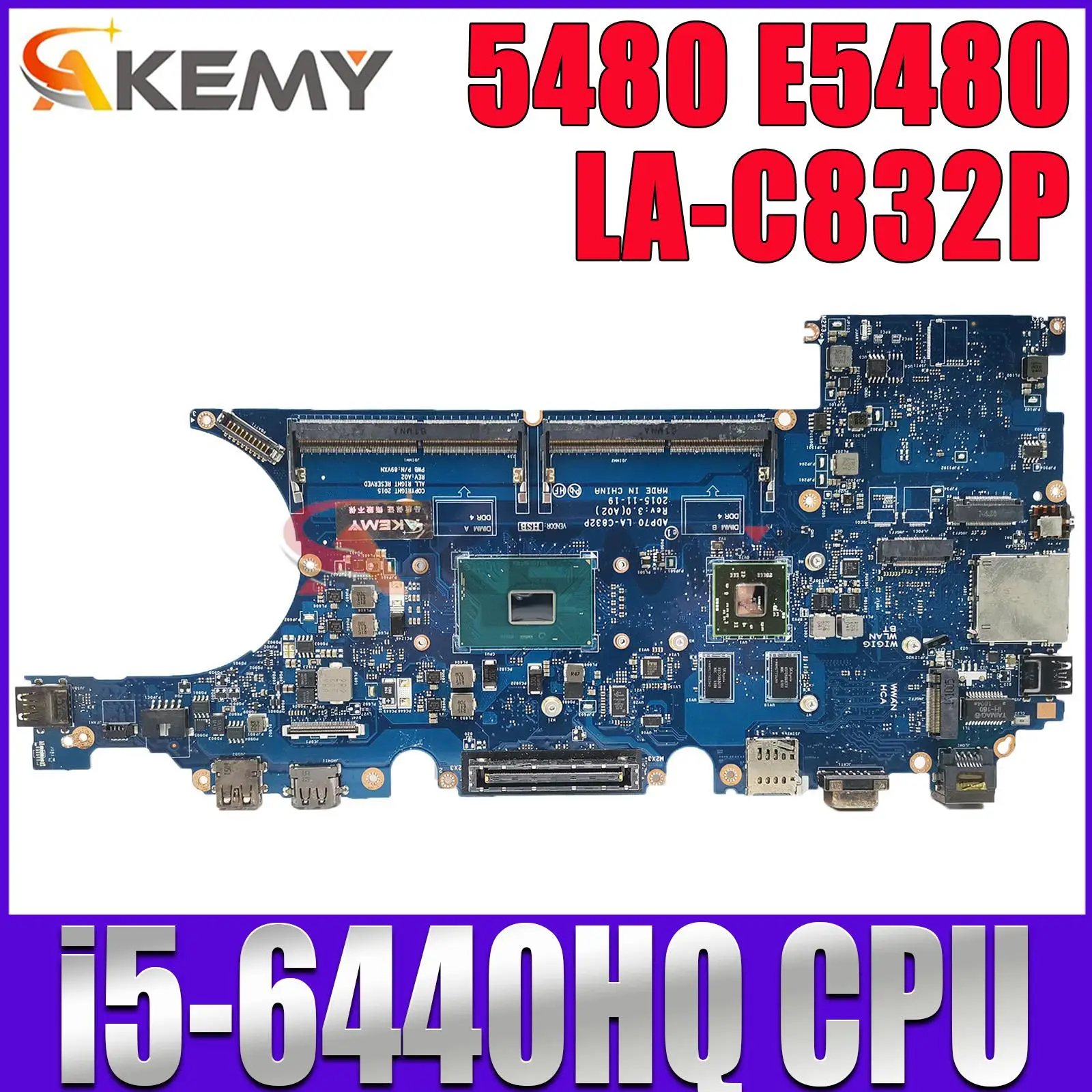 

LA-C832P For DeLL Latitude 14 5480 E5480 Laptop Motherboard With i5-6440HQ CPU Notebook Mainboard CN-0KP60X KP60X 100% Tested