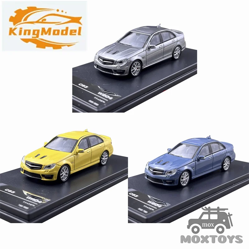 KING MODEL 1:64 C63 W204 Limited799 Titanium Gray / Yellow / Blue Diecast Model Car