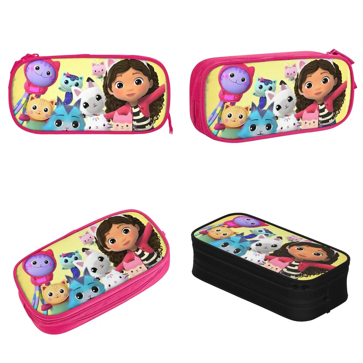 Imagem -02 - Gabbys Dollhouses Pencil Cases Cute Cartoon Pen Holder Bolsa Grande Armazenamento Escola Cosmetic Pouch Clássico Menina Menino Estudantes