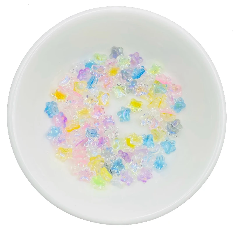 100Pcs Cute Mini Mixed Color Cat Claw Resin Figurine Crafts Flatback Cabochon Ornament Jewelry Making Hairwear Accessories A79