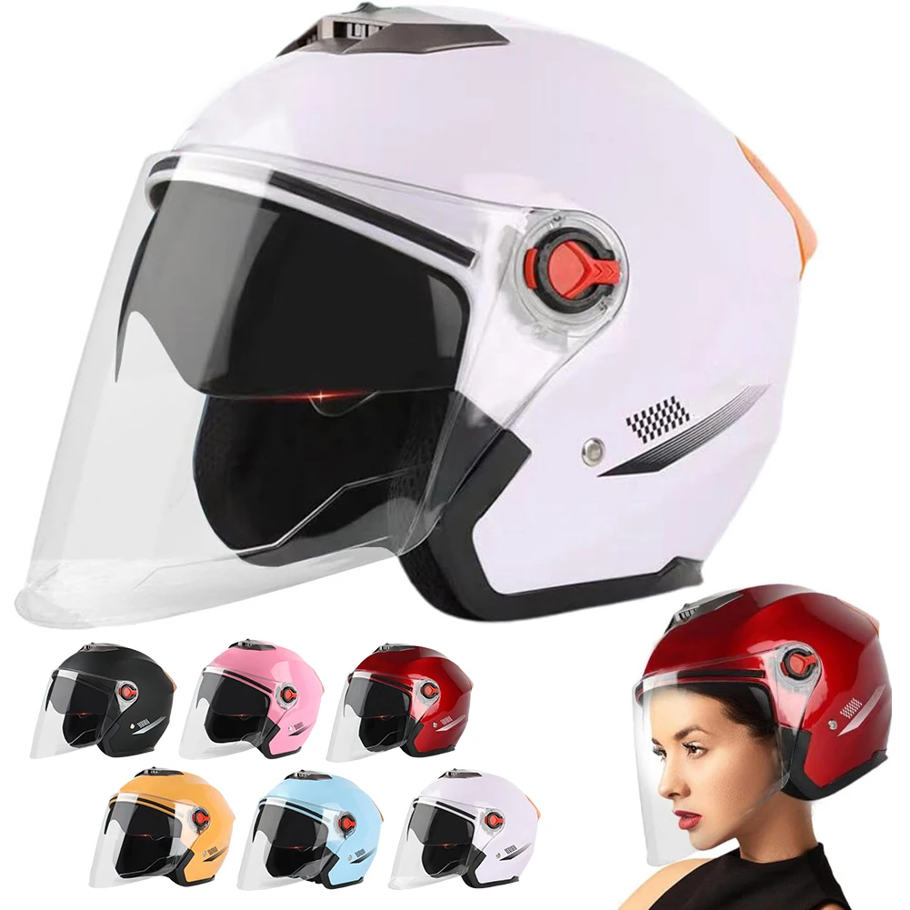 Open Face Motorcycle Helmet All Year Use Electric Scooter Helmet with Sun Visor Adults Semi-Open Helmet Woman Men Moto Equipment