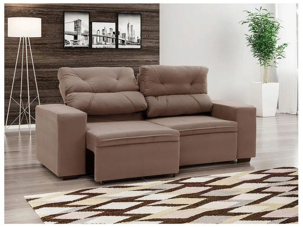Sofá Retrátil Reclinável 3 Lugares Suede