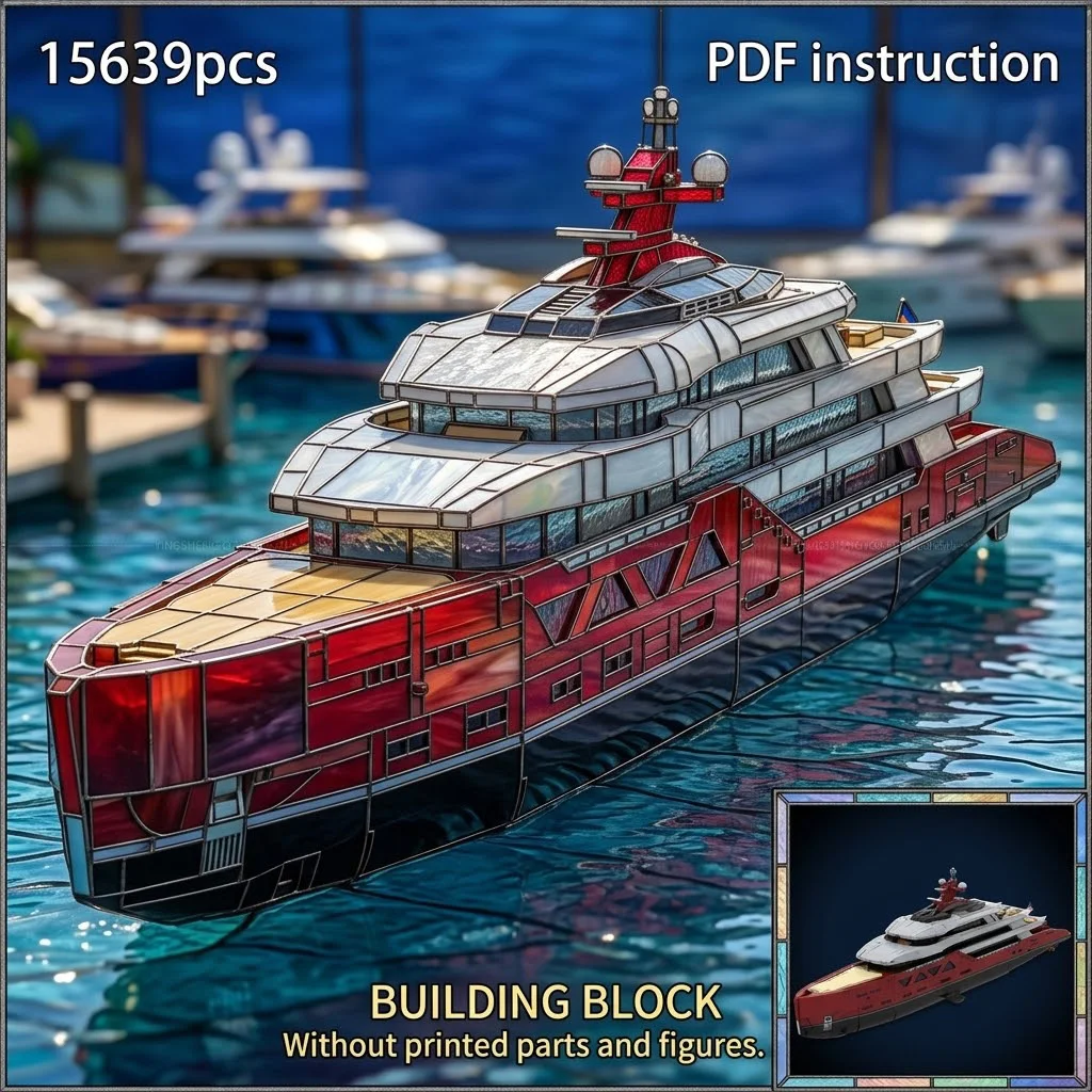 

Stylized Cruise Ship Luxury Expedition Superyacht Multi Deck Ocean Vessel MOC Block Model For 254412 MOC