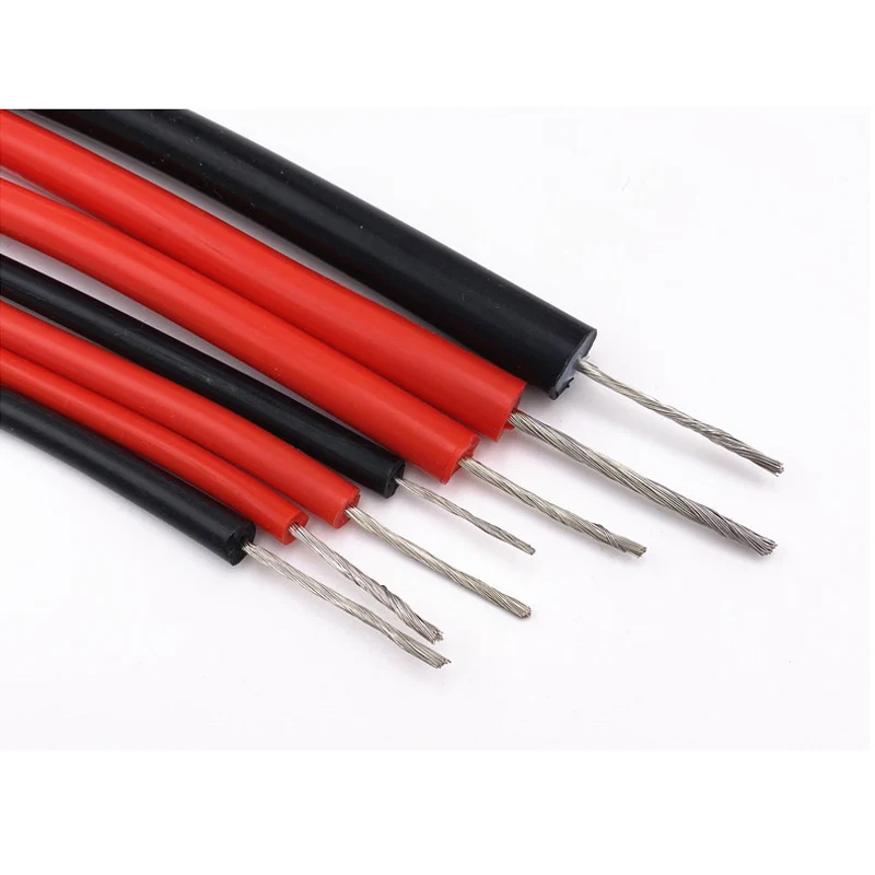 1m AGG DC High Voltage Silicone Cable 5/10/15/20/25/30/40KV 20/18/17/15/13/11/9AWG Heat Resistance 200℃ Breakdown Resistanc