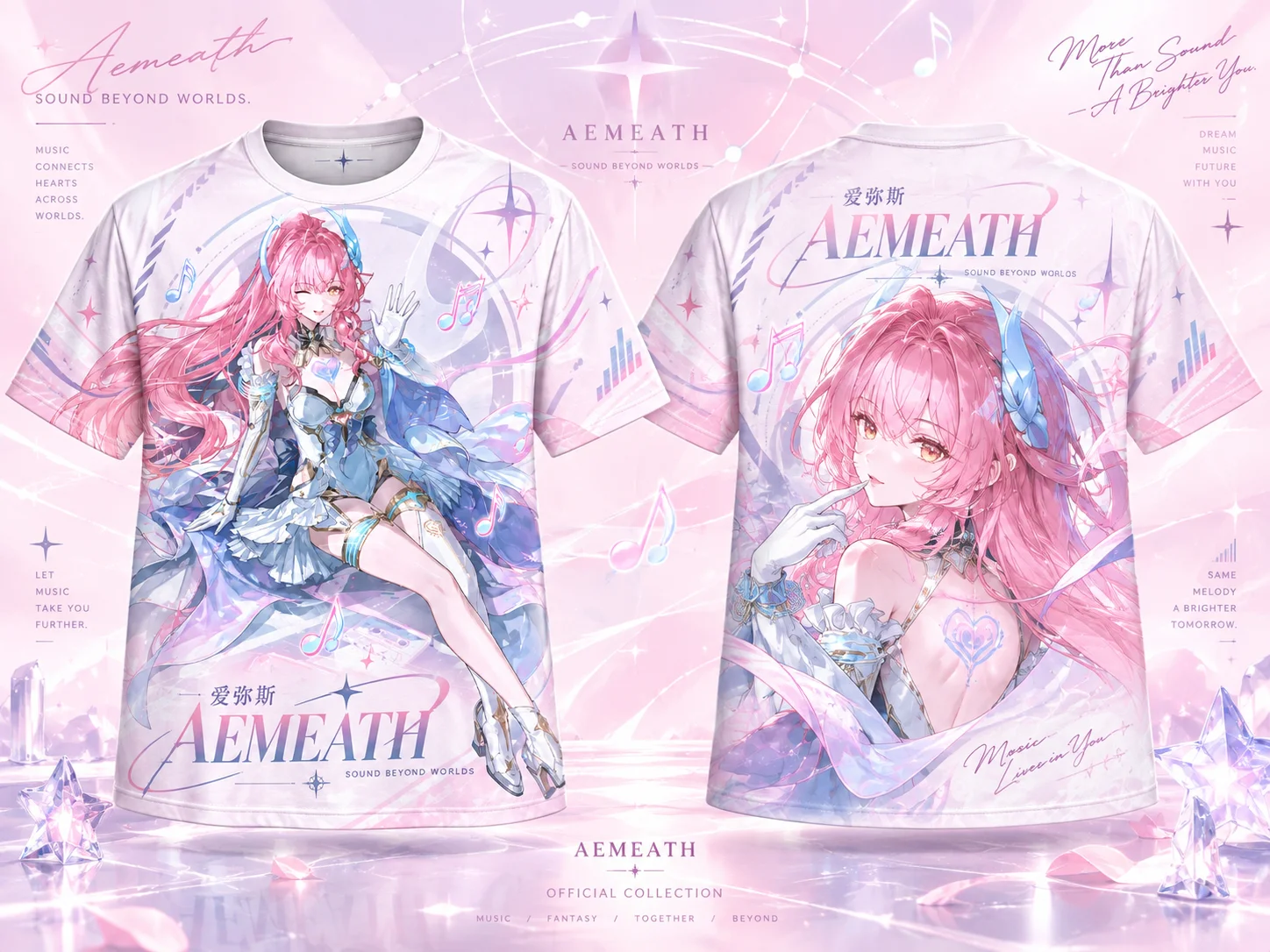 2026 Y2K 3D Full Print Wuthering Waves Aemeath T-shirt Front & Back Double Sided Anime Game Unisex Streetwear Tops