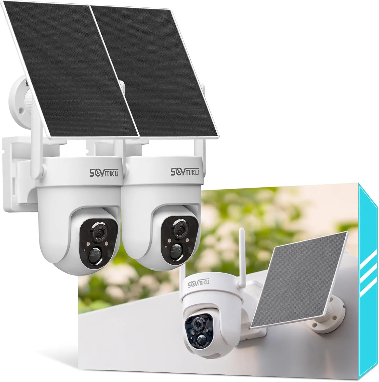 

Беспроводная уличная камера безопасности 2K AI на солнечной энергии, с питанием от аккумулятора, цветным ночным видением, двусторонней аудиосвязью и датчиком движения