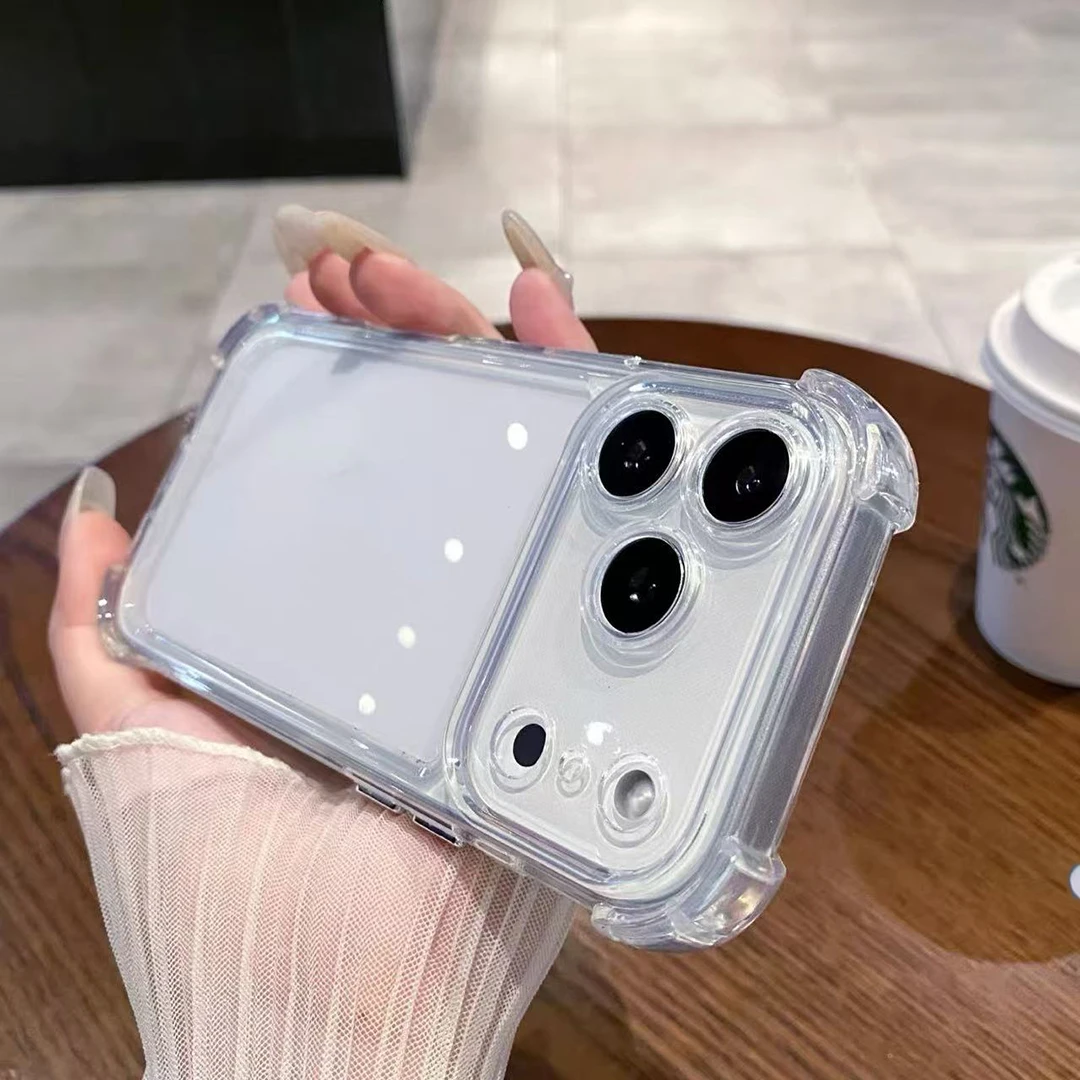 حافظة هاتف شفافة مضادة للصدمات لهاتف آيفون 17 16 15 14 Plus 13 Pro Max من السيليكون غطاء حماية شفاف للكاميرا