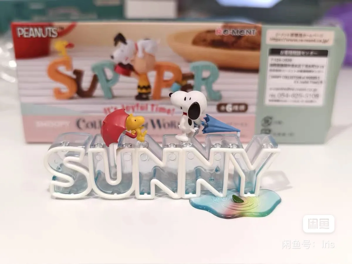 Re Ment Peanuts Snoopy Word Decoration Figurine Blind Box Egg Joyful Time Collection 3 Desktop Ornament For Collectors