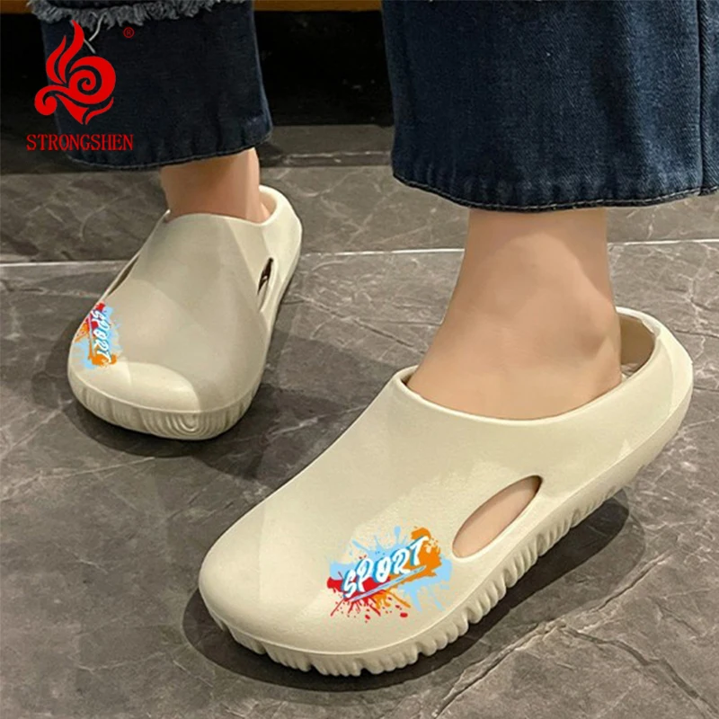 

Women's Men Summer Slippers Outdoor Waterproof Garden Shoes Men Non-slip Garden Clogs Beach Sandals Comfy EVA House Flats Slides