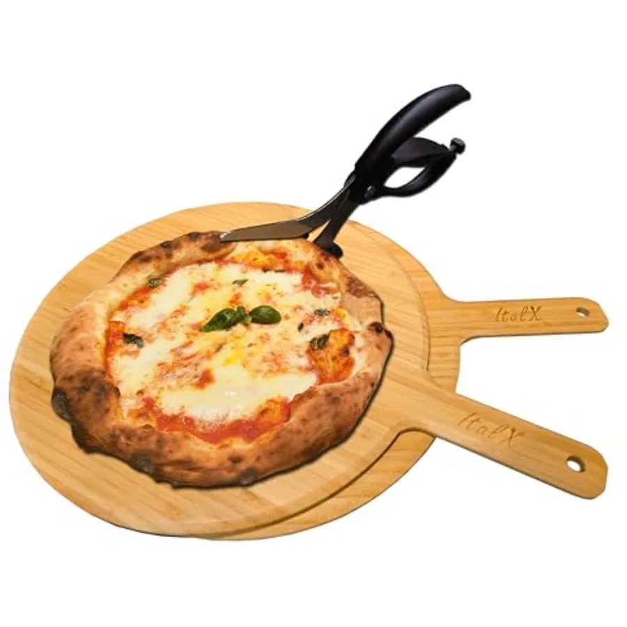 

Set of 2 Deluxe Pizza Serving Board 14" with EZ Pizza Scissors