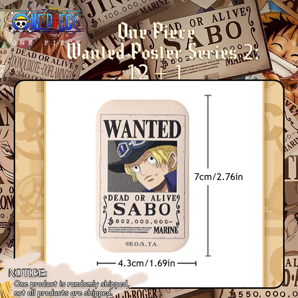 1 pz. Distintivo Rettangolare Ufficiale One Piece Wanted Poster - Blind Box Generazione 2 |   Collezione di Anime per Decorazione e Regalo