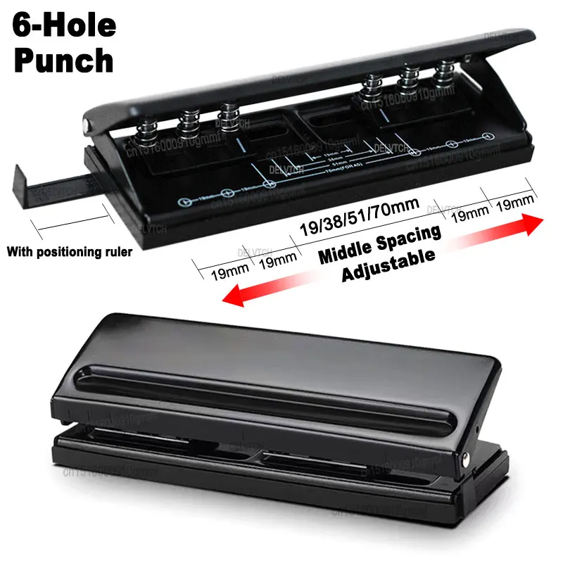 

6 Hole Adjustable Heavy Duty Metal Punch Handheld Loose Leaf Paper Puncher DIY For Notebook Diary Office Binding A3 A4 A5 B4 B5