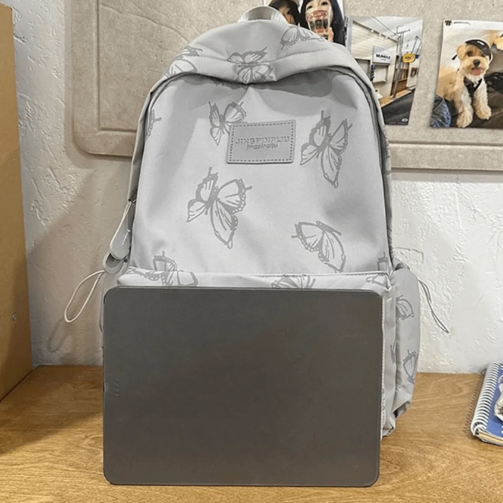 Simple Small Pack Butterfly Backpack Korean Style Solid Color Zipper Shoulder Bag Sport Multiple Pockets Casual Backpack Men