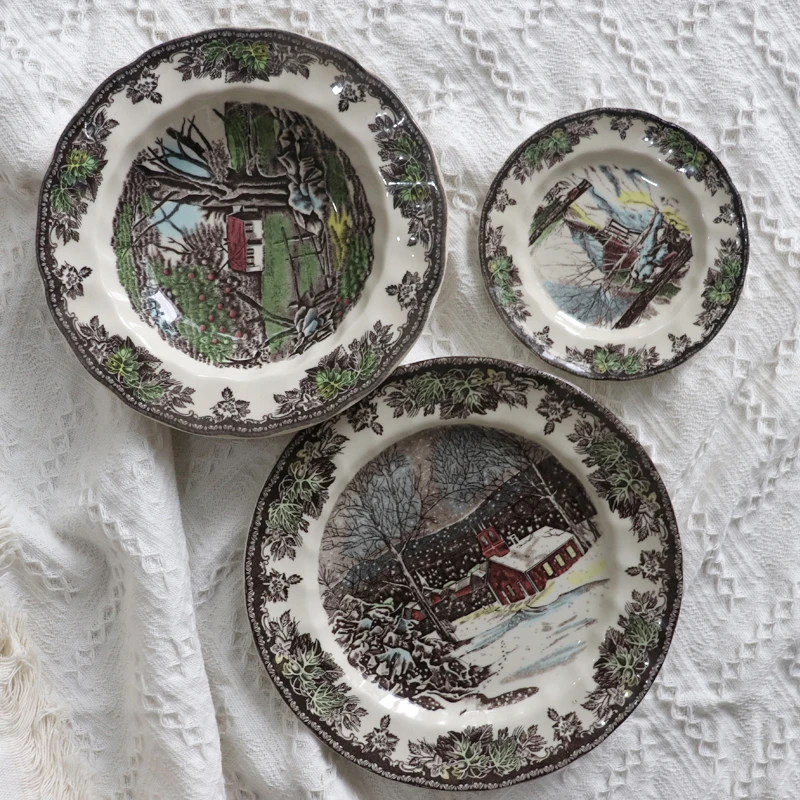 

Classic Country Sle Dert Plate Dinnerware Decorative Bowl Di European Sle Underglaze Color Plant Flower Pattern 0 Inch