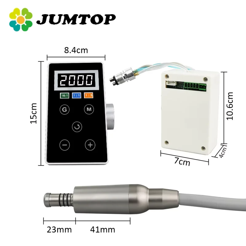 JUMTOP Dental Brushless Micro Electric Motor Built-in Grinding Machine with E-Type Handle Dentist Equipment