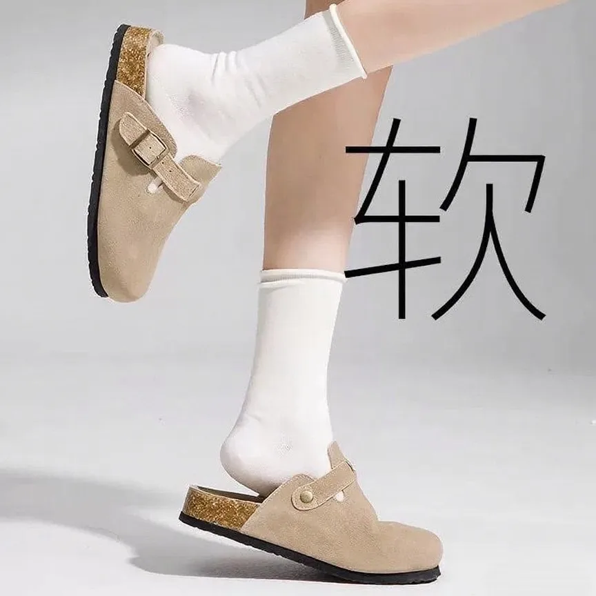 

Туфли Boken из натуральной кожи. Женские тапочки на толстой подошве весной и осенью. Новый стиль 2025 года для ношения полутапочек.