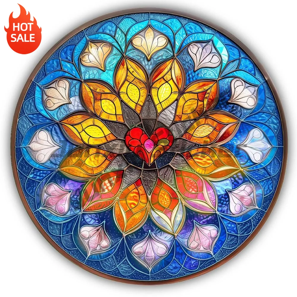 Heart Of The Flower Stained Glass Effect Color Art Vinyl Sticker For Car Bumper And Laptop Shape Cut Decorative Art Decal