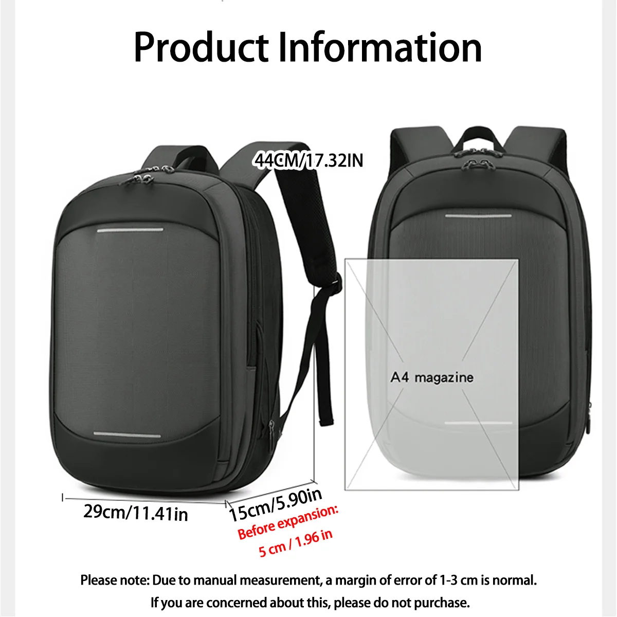 حقيبة ظهر رجال الأعمال ذات سعة كبيرة وواسعة ومتينة للرجال حقيبة ظهر كاجوال وظيفية قابلة للتوسيع للرجال للركاب والكمبيوتر المحمول #2