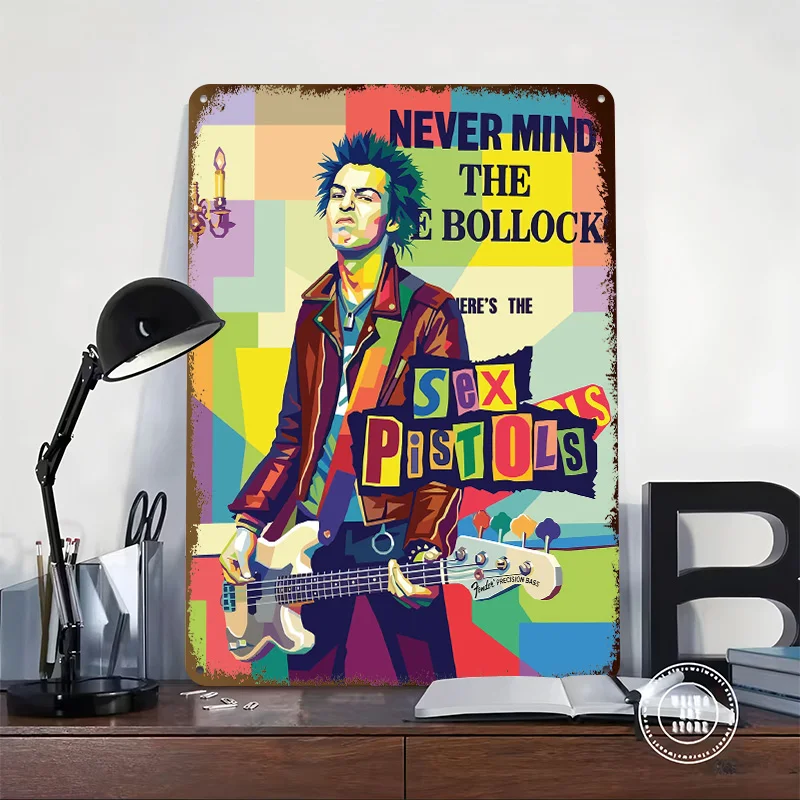 Sid Vicious Sex Pistols Pop Art 3D Printed Texture Poster Personalized Wall Art Retro Metal Tin Signs for Coffee Bar Accessories